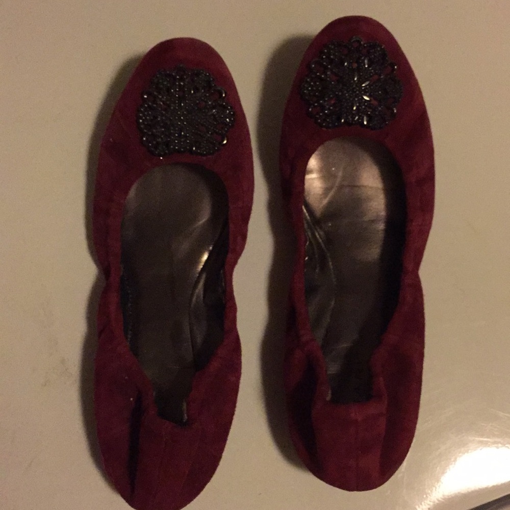 Red velvet Tahari flats